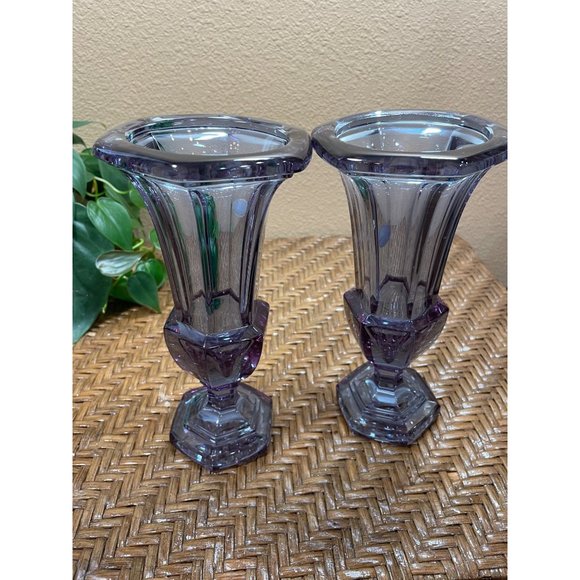 Alexandrite Crystal Trumpet Vase's Amethyst Purple/Blue Neodymium Glass Germany - Picture 7 of 8